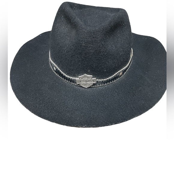 Harley Davidson Vintage 1990 Felt Wool Black Cowboy/ Western Hat Size Medium - Picture 9 of 9